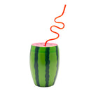 BarConic® Plastic Watermelon Drinking Cup w/ Twisty Straw and Lid - 28oz