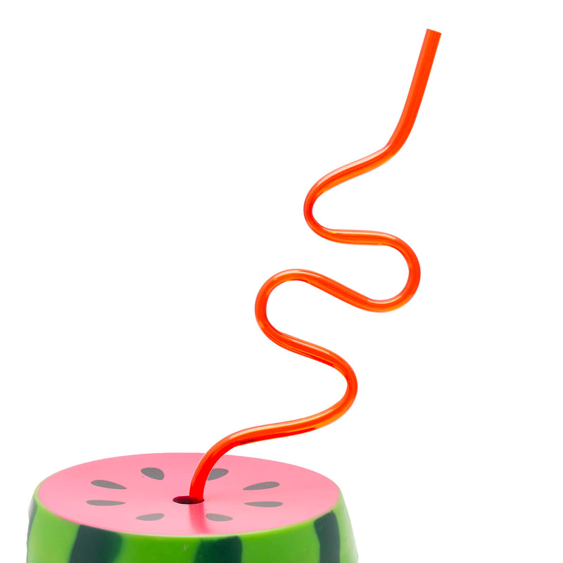 BarConic® Plastic Watermelon Drinking Cup w/ Twisty Straw and Lid - 28oz