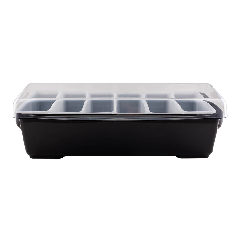 BarConic® Black Condiment Holder w/ 6 Pint Inserts & Ice compartment