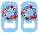 Red white and blue flowers dog tag