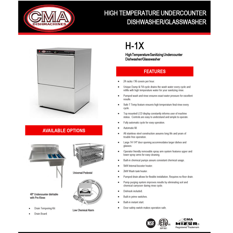 CMA High Temperature Under Counter Glasswasher