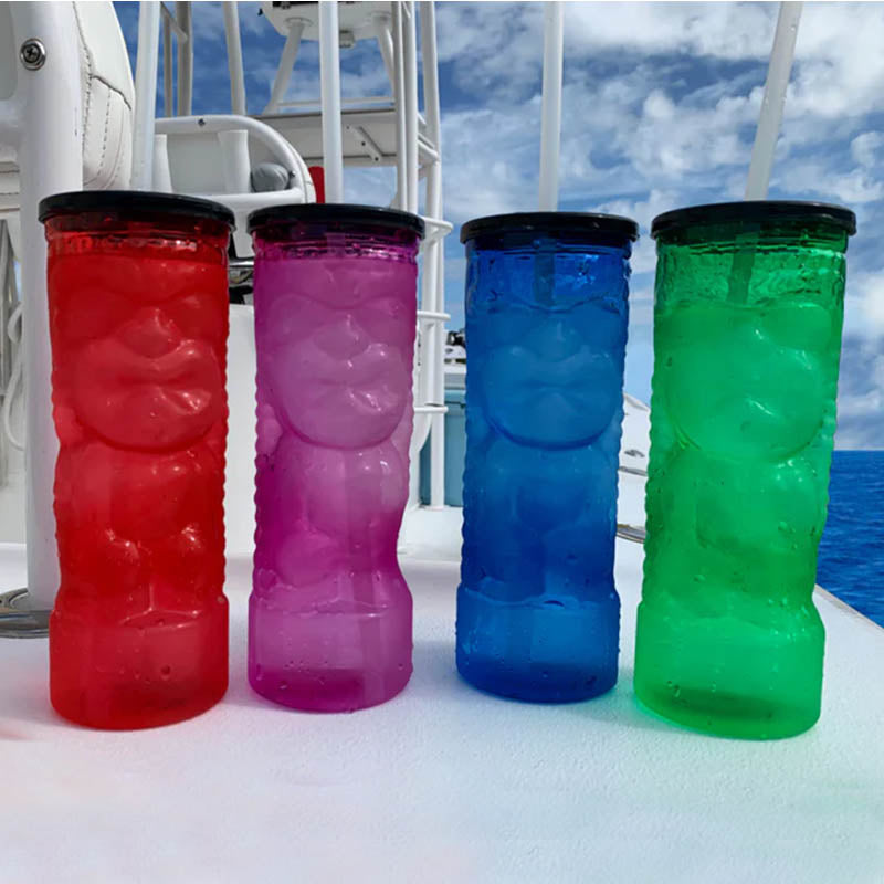 BarConic® Drinkware - Tiki Cup w/Lid & Straw - 24 oz. - Color Options