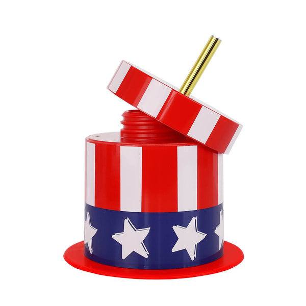 Independence Day Novelty Top Hat Cup With Lid & Straw - 14 ounce