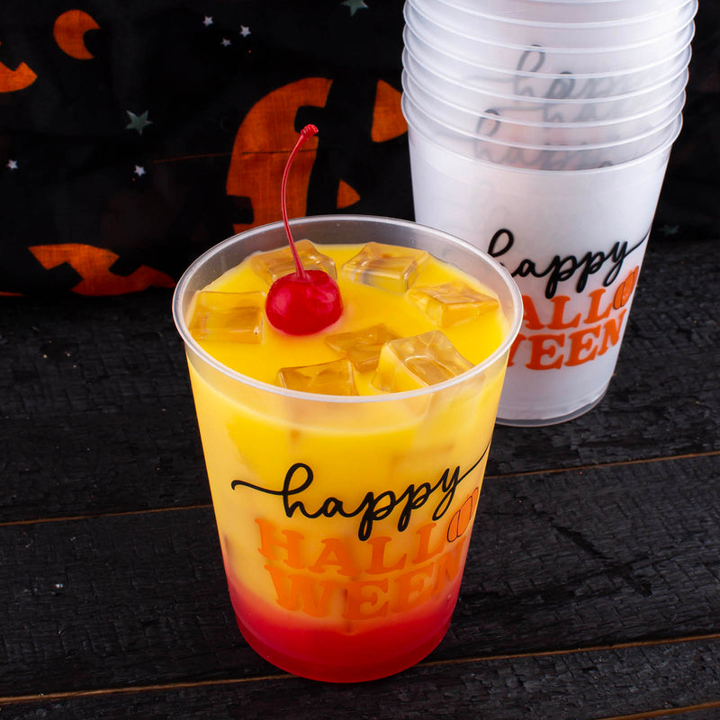 Stackable Reusable Tumblers - Happy Halloween Print - 16 ounce (Set of 10)