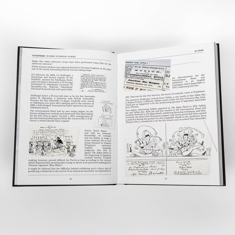 Open book with text and illustrations on a white background
