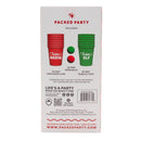 Packed Party product packaging with red and green cups and ping pong balls on a white background