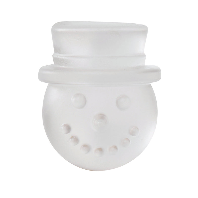 White ceramic snowman-shaped vase on a white background