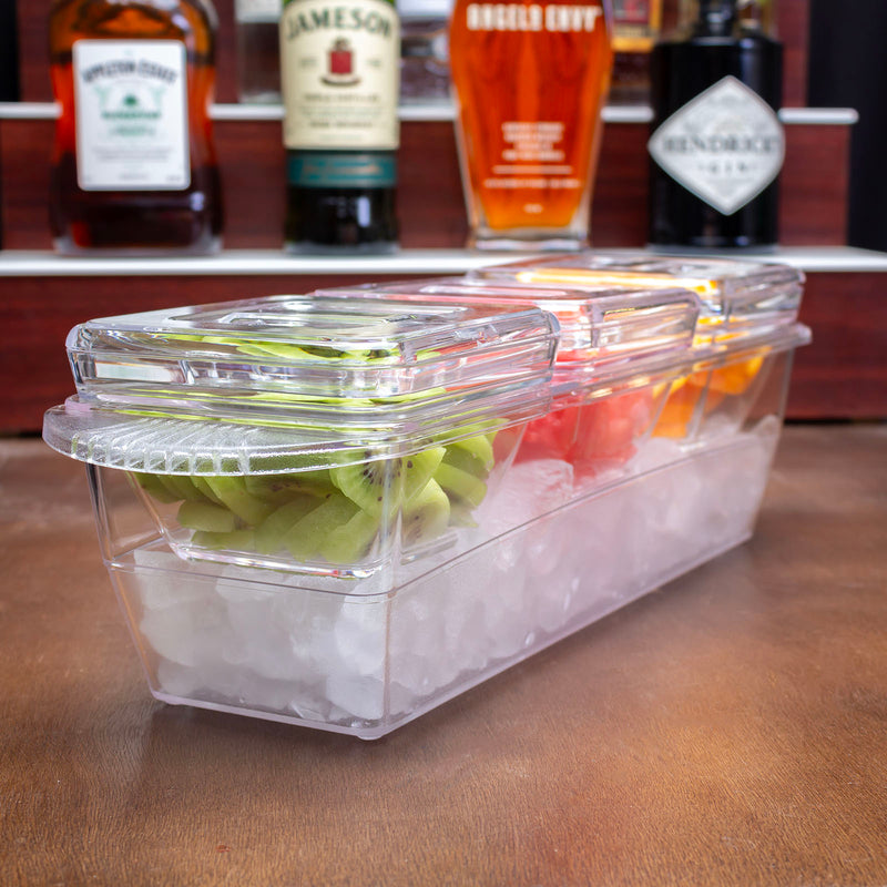 Condiment / Garnish Station w/ 3 inserts and Lids