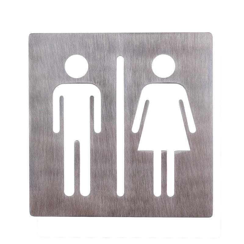 Unisex Restroom Sign - Stainless Steel - 4" x 5"