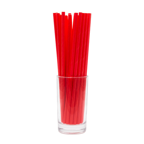 BarConic® "Eco-Friendly" Paper Straws - Red - 7 3/4" - Packs of 100