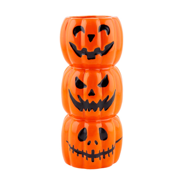 Triple Jack O'Lantern Ceramic Tiki Mug 