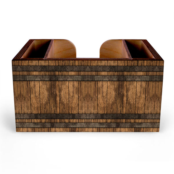 Rustic Wood Barrel Wooden Bar Caddy