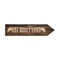 Wooden arrow sign with 'Bat Boulevard' text on a white background