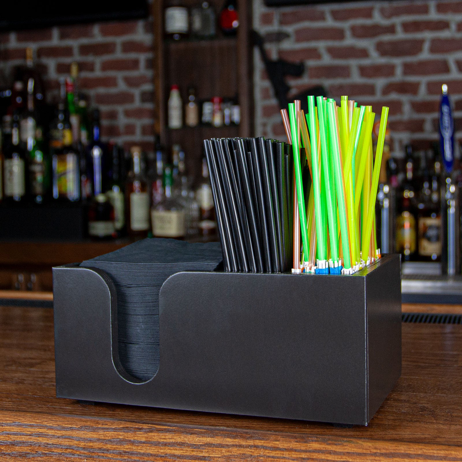 Bar Rim Caddy Wooden Bar Top Napkin Caddy - Black Stain Finish – Bar Supplies