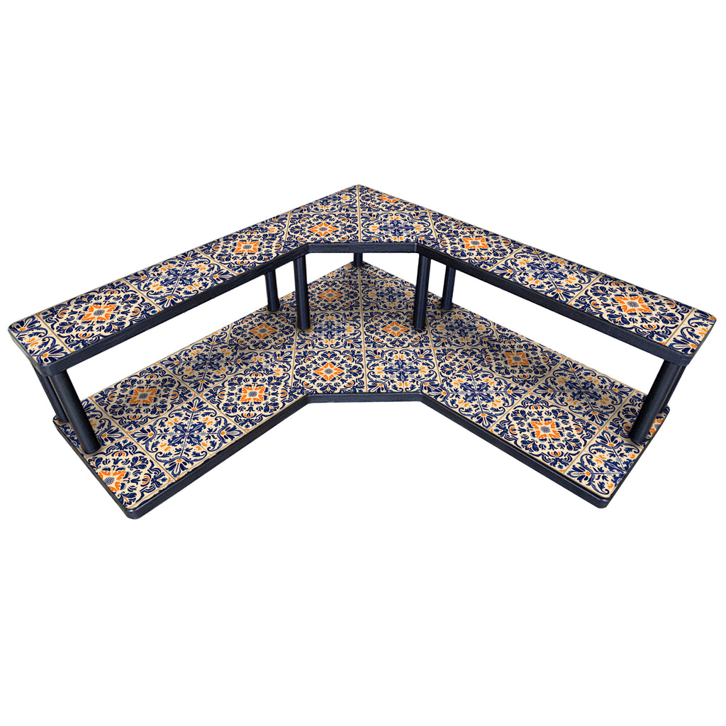 Counter Caddies™ "Blue Floral Tiles" Themed Artwork Multiple Size Bar Supplies