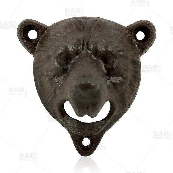 Bear Themed Wall Mounted Bottle Opener - Brown