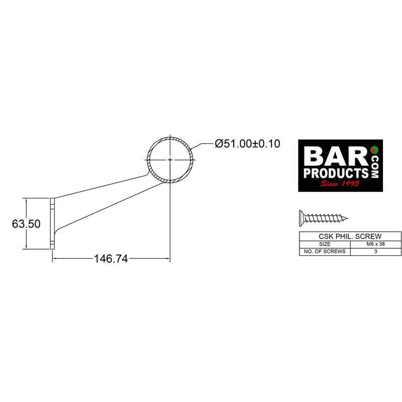 Bracket Bar Rata Contemporary Bracket (Metal Options) – Bar Supplies