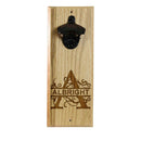 Wooden Wall Bottle Opener w/ Magnetic Cap Catcher - Custom Engraved Monogram Theme