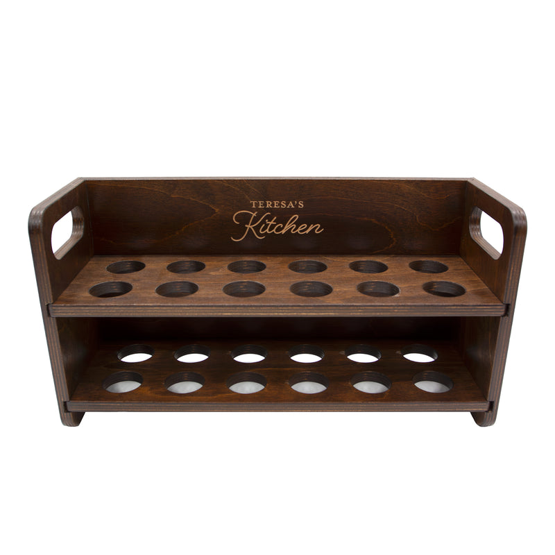 Wooden Egg Holder for 2 Dozen Eggs Dark Walnut Stain With Laser Engraving Customizable Farm Fresh Eggs Handcrafted in the USA empty