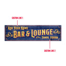 Vintage-style sign with customizable text for a bar and lounge in Tampa, Florida.