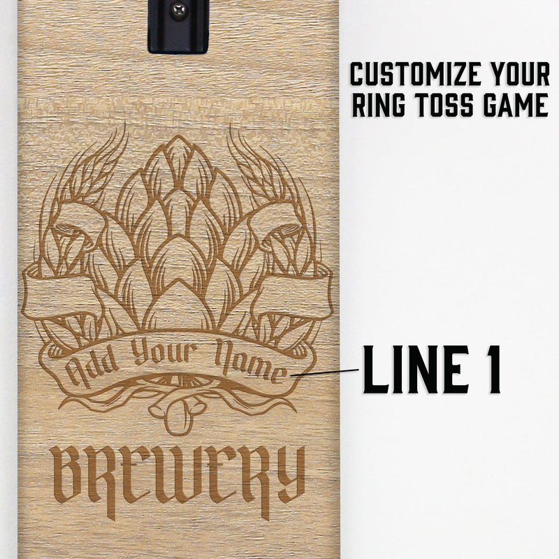 Customizable Engraved Wall Mounted Folding Ring Toss - Brewery Beer Hop W/ Banner