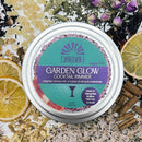 Garden Glow cocktail rimmer container with decorative elements on a textured surface
