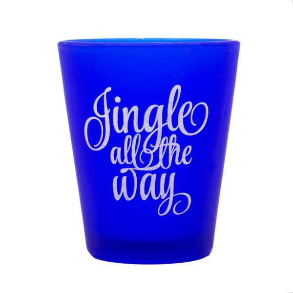 BarConic® Dark Blue Frosted Shot Glass - Jingle All the Way - 1.5oz
