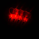 Red LED string lights on a black background