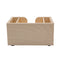 Wooden bar top napkin caddy with two compartments for storage on a white background