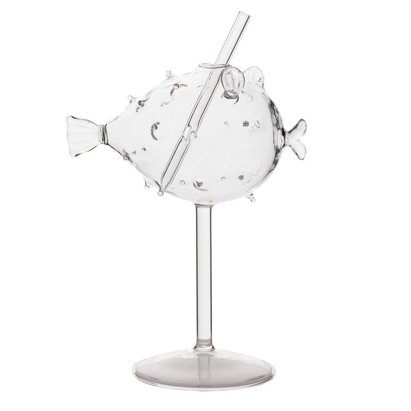 BarConic® Cocktail Glass w/ Straw - Puffer Fish