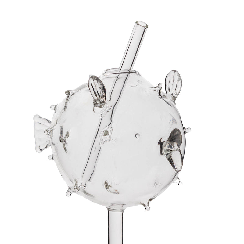BarConic® Cocktail Glass w/ Straw - Puffer Fish