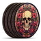 Wooden Round Coasters - Multiple Stained Glass Skulls Design 2