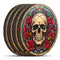 Wooden Round Coasters - Multiple Stained Glass Skulls Design 7