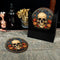 Wooden Round Coasters - Multiple Stained Glass Skulls Design 4 W/ Coaster Caddy