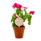 Wooden Planter Tag with engraved text and floral design on a white background in Plant