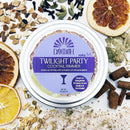 DAVOSH Twilight Party Cocktail Rimmer container surrounded by dried fruits and spices on a white background