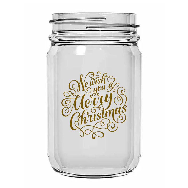 BarConic Christmas Collection -  Mason Jar Glassware-  12 ounce - Several Design Options