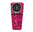 ADD YOUR NAME - Cocktail Shaker Tin - 28 oz weighted - Pink Swirls Monogram - Rim Facing Up