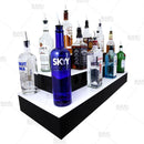 BarConic® LED Liquor Bottle Display Shelf - Outside Corner - 3 Steps - Black