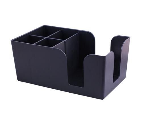 Choice Black Plastic Bar Caddy Organizer - 9 3/8 x 5 5/8 x 4 3/16