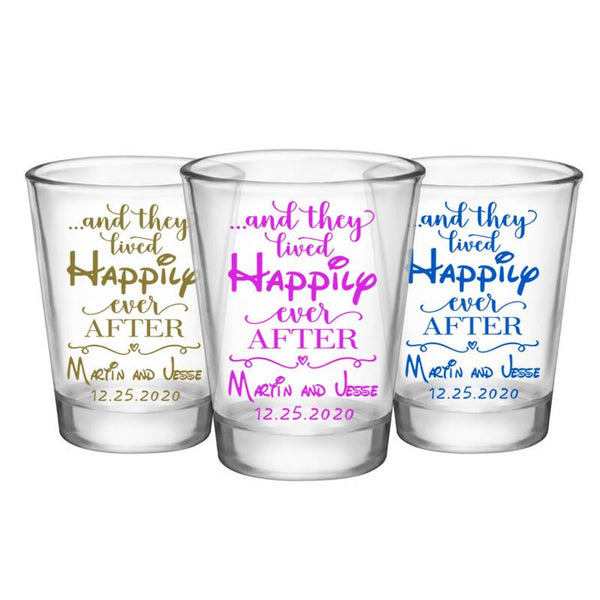 CUSTOMIZABLE - 1.75oz Clear Shot Glass - Happily Ever After
