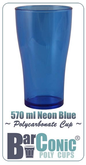 BarConic 570ml Polycarbonate Neon Blue Cup