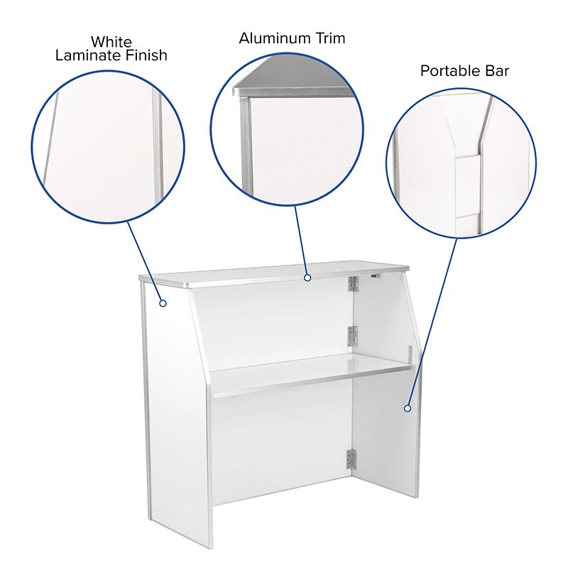 Portable Bar - 4 ft. White Laminate