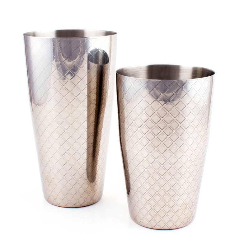 Stainless Steel - BarConic® 2 Piece Diamond Shaker Set -  18 & 28 ounce
