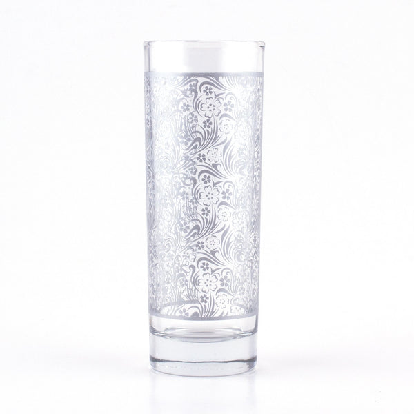 BarConic® Silver Floral Pattern Highball Glass  - 9.5 oz