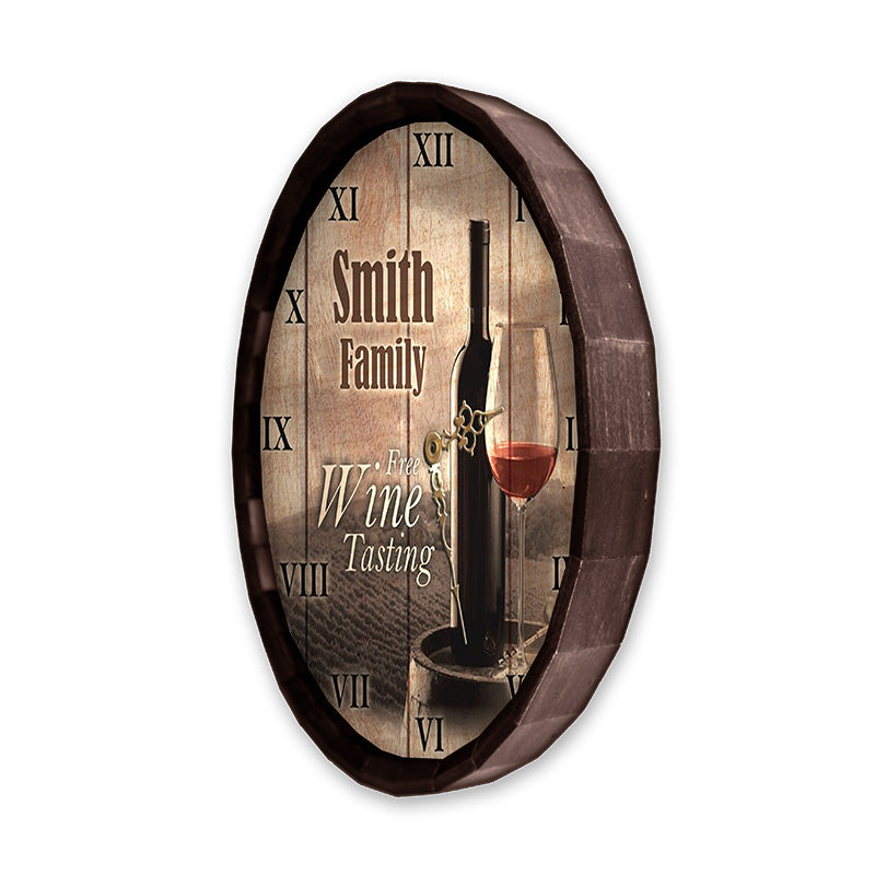 Whiskey Wood Barrel Top Clock – Free Wine Tasting