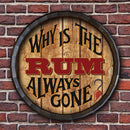 Barrel Top Tavern Sign - Why is the Rum Always Gone