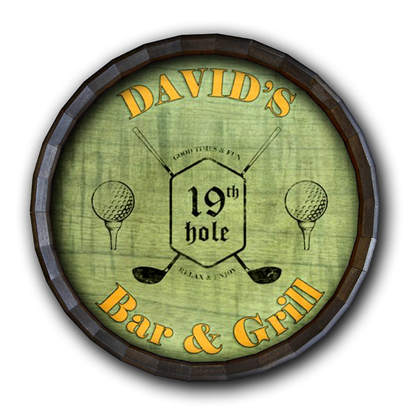 CUSTOM Golf Barrel Top Tavern Sign - 19th Hole