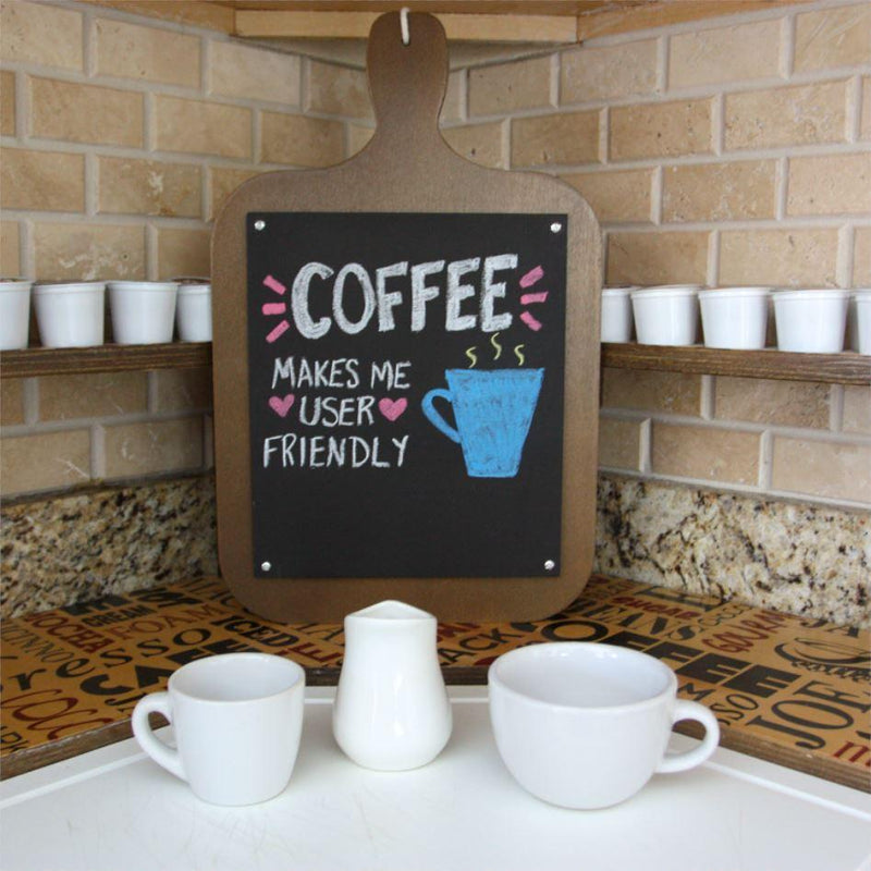 STAINED WOOD PLAQUE MENU - CUTTING BOARD SHAPED CHALKBOARD 