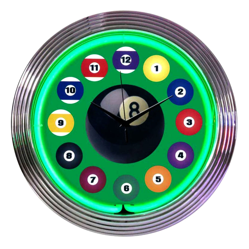 Billiard Ball Neon Clock - 15" Diameter